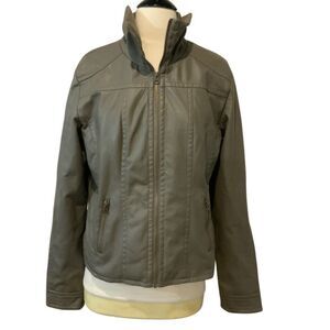 George Faux Leather Sage Green Moto Jacket L 12-14